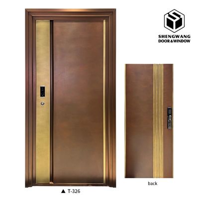 Resistenza al fuoco Porta giardino in alluminio marrone Serrature intelligenti Porte laterali in alluminio