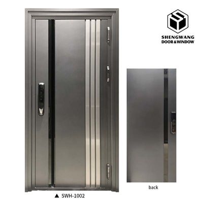Anti-furto in polvere rivestita finitura porte d'ingresso in alluminio moderno grigio commerciale