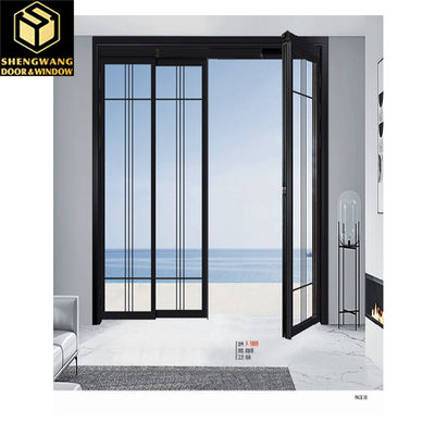 5mm 9A 5MM Nero Porte in vetro in alluminio Cancelletto di ufficio Swing Mezzo alluminio Porta a cerniera in vetro