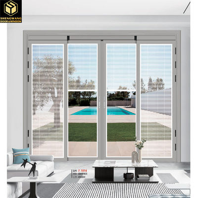 Porta scorrevole in vetro in alluminio marrone bianco Dimensioni personalizzate Porta esterna in vetro in alluminio