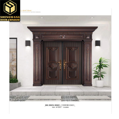 Anti-furto in polvere rivestita finitura porte d'ingresso in alluminio moderno grigio commerciale