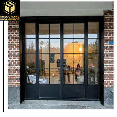 Villa Push Pull Curtain Parete Finestra trasparente in alluminio nero Finestra cornice scorrevole